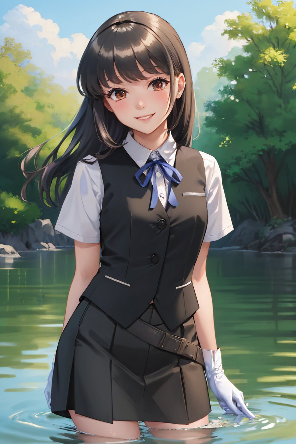 00053-2540152719-(masterpiece, best quality_1.2), , cowboy shot, solo, 1girl, hayashio, smile, looking at viewer, arms behind back, wading, white.jpg